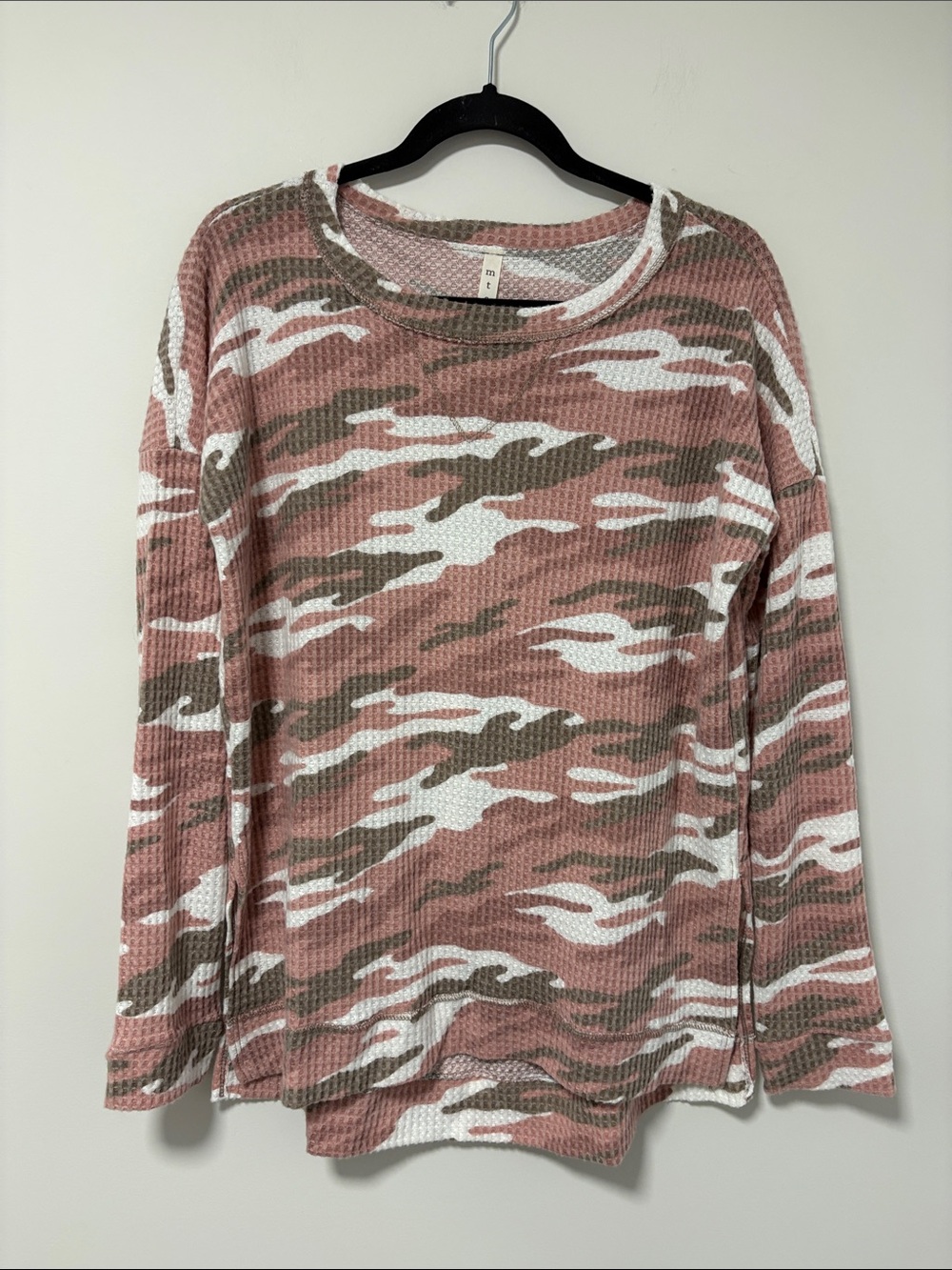 NWOT MTS Pink Camo Waffle-Knit Long Sleeve Tee
